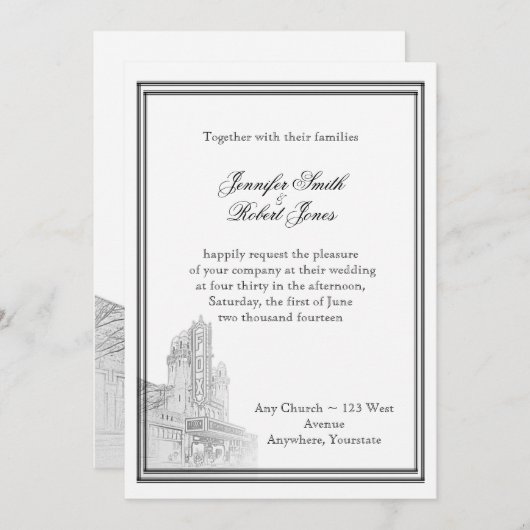 Invitation de mariage de destination d'Atlanta (Devant / Derrière)