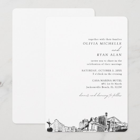 Invitation de mariage de destination de Jacksonvil (Devant / Derrière)