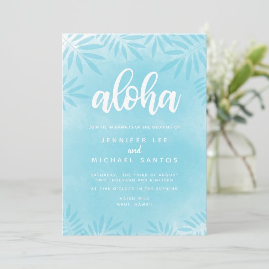 Invitation de mariage de destination en aquarelle (Debout devant)