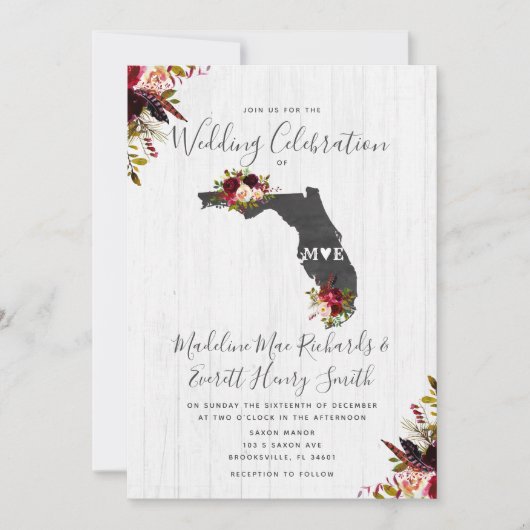 Invitation de mariage de destination en Floride (Devant)