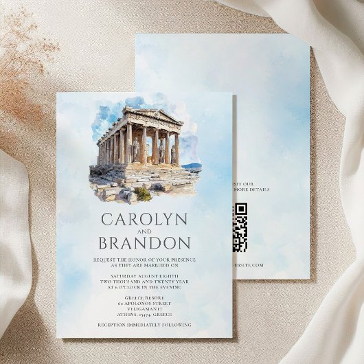 Invitation de mariage de destination grecque avec 