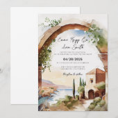 Invitation de mariage de destination grecque Rhode (Devant / Derrière)