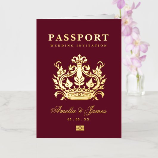 Invitation de mariage de destination réelle en feu (Orchidée)
