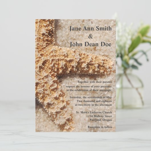 Invitation de mariage de destination : Starfish in (Debout devant)