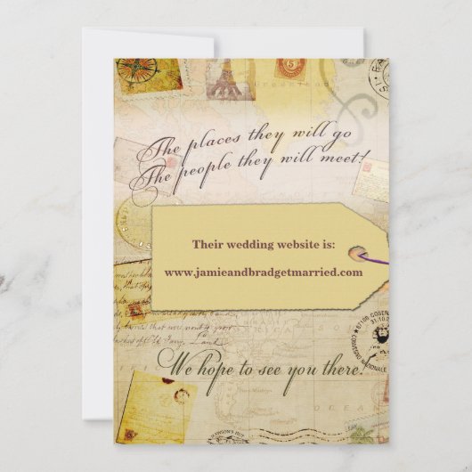 Invitation de mariage de destination Thème à la cr (Dos)