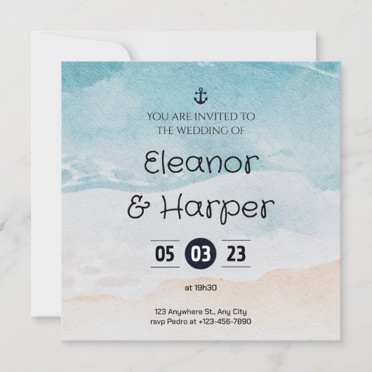 Invitation de mariage de destination tropicale (Devant)