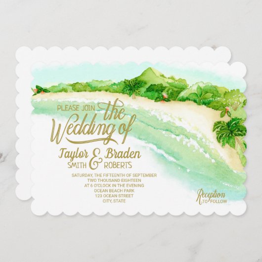 Invitation de mariage de destination tropicale (Devant / Derrière)