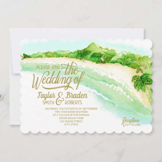 Invitation de mariage de destination tropicale (Devant)