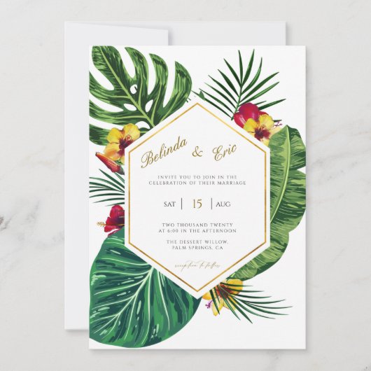 Invitation de mariage de destination tropicale (Devant)