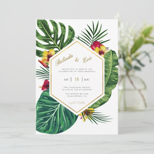 Invitation de mariage de destination tropicale (Debout devant)