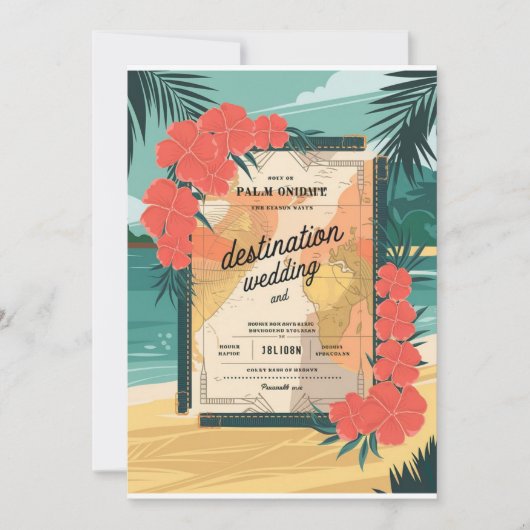 Invitation de mariage de destination tropicale (Devant)