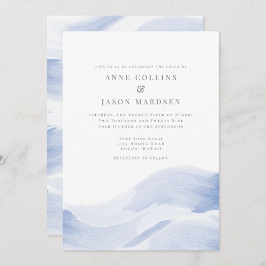 Invitation de mariage de destination - Vagues océa (Devant / Derrière)