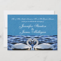 Invitation de mariage de deux cygnes