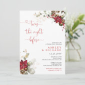 Invitation de mariage de dîner de Noël à fleurs ro (Debout devant)