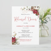 Invitation de mariage de dîner de Noël à fleurs ro (Debout devant)
