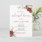Invitation de mariage de dîner de Noël à fleurs ro (Debout devant)