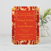 Invitation de Mariage de dragon rouge et or (Debout devant)