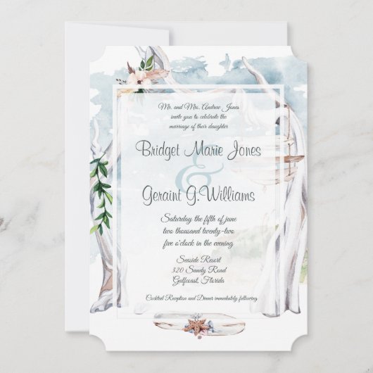 Invitation de mariage de Driftwood Arbor Beach (Devant)