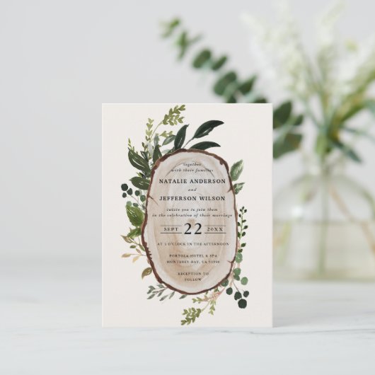 Invitation de mariage de ferme à feuillage rustiqu (Debout devant)