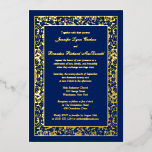 Invitation de mariage de Filigree florale Gold Foi