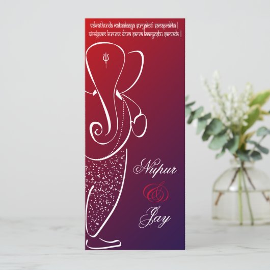Invitation de mariage de Ganesha :: Rouge Cerise (Debout devant)