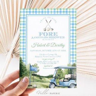 Invitation de mariage de golf Blue Green PAR-TEE