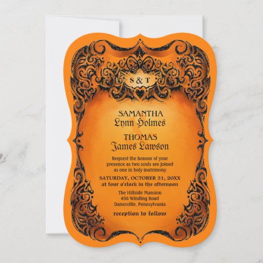 Invitation de mariage de Halloween - orange - (Devant)