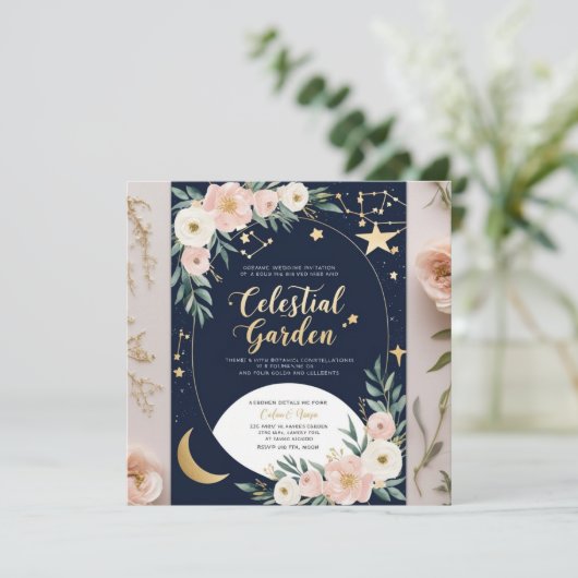 Invitation de mariage de jardin céleste (Debout devant)