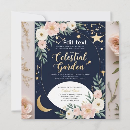 Invitation de mariage de jardin céleste (Dos)