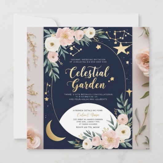 Invitation de mariage de jardin céleste (Devant)