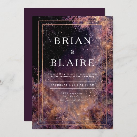 Invitation de mariage de jardin céleste (Devant / Derrière)