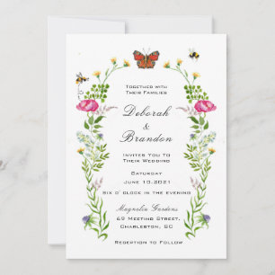Invitation de mariage de jardin de fleurs sauvages