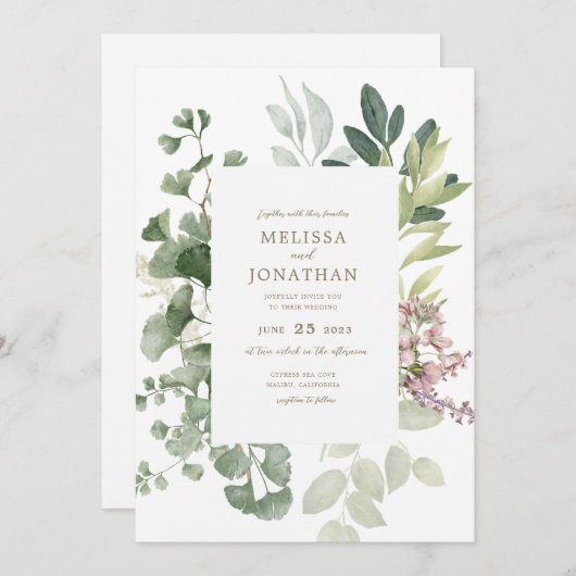 Invitation de mariage de jardin délicate (Devant / Derrière)