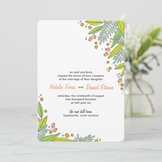 Invitation de mariage de jardin moderne (Debout devant)