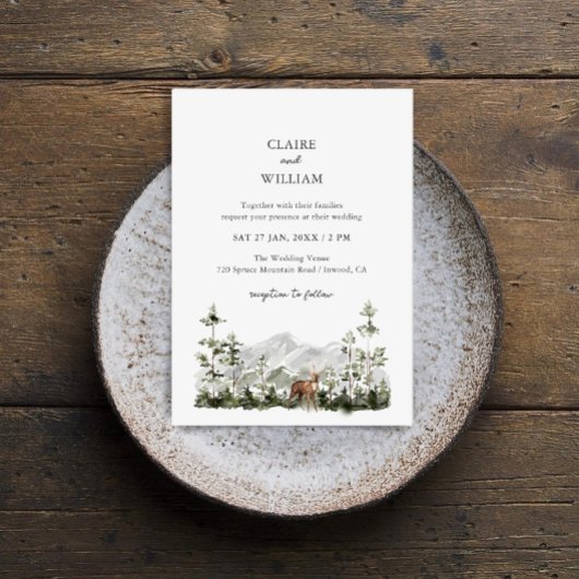 Invitation de mariage de la forêt de pins de monta