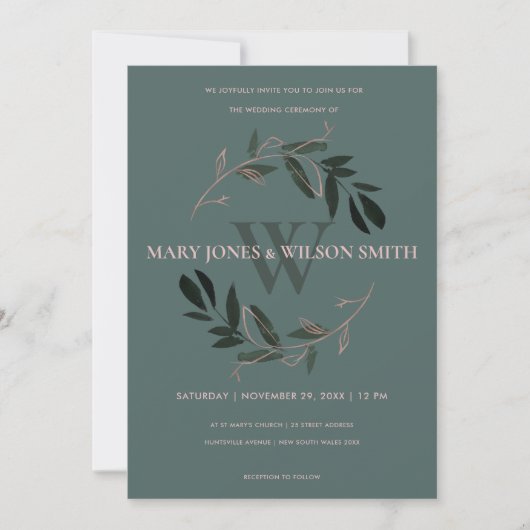 INVITATION DE MARIAGE DE LA GRILLE D'OR ROSE VERTE (Devant)