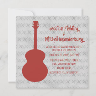 Invitation de mariage de la guitare rouge Grunge