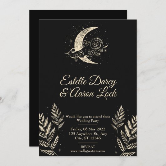 Invitation de mariage de la Lune céleste (Devant / Derrière)