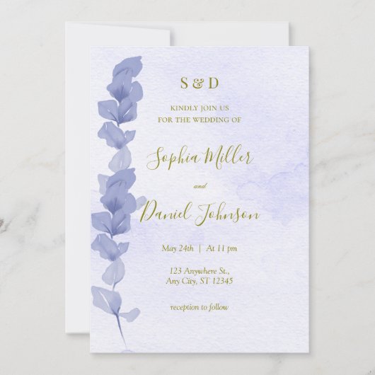 Invitation de mariage de l'aquarelle Lavender (Devant)