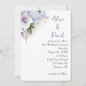 Invitation de mariage de lavande et de fleurs bleu (Devant)