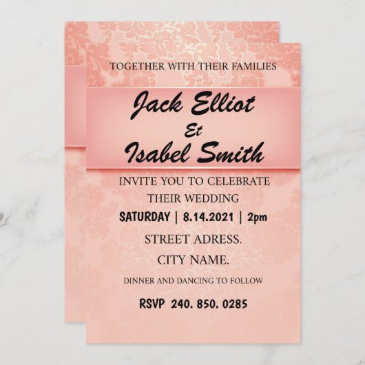 INVITATION DE MARIAGE DE LUXE (Devant / Derrière)