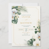 Invitation de mariage de luxe à l'orchidée tropica (Devant)
