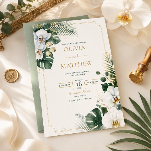 Invitation de mariage de luxe à l'orchidée tropica