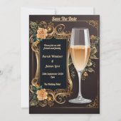 Invitation de mariage de luxe avec verre de champa (Devant)