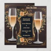 Invitation de mariage de luxe avec verre de champa (Devant / Derrière)
