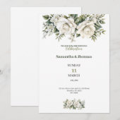Invitation de mariage de luxe Roses blanches dorée (Devant / Derrière)