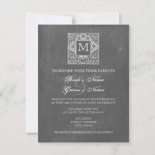 Invitation de mariage de monogramme inspiré par (Devant)