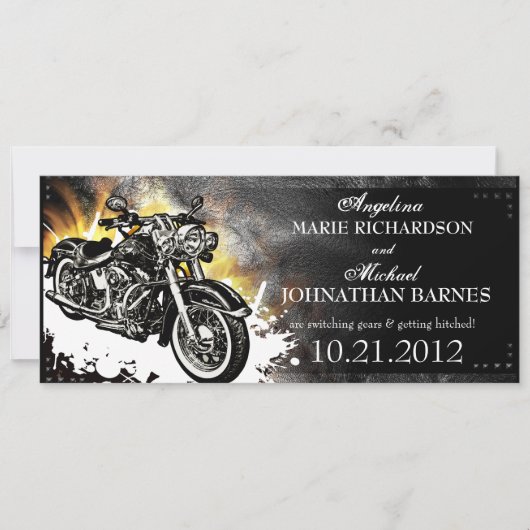 Invitation de mariage de motard à clous en cuir (Devant)