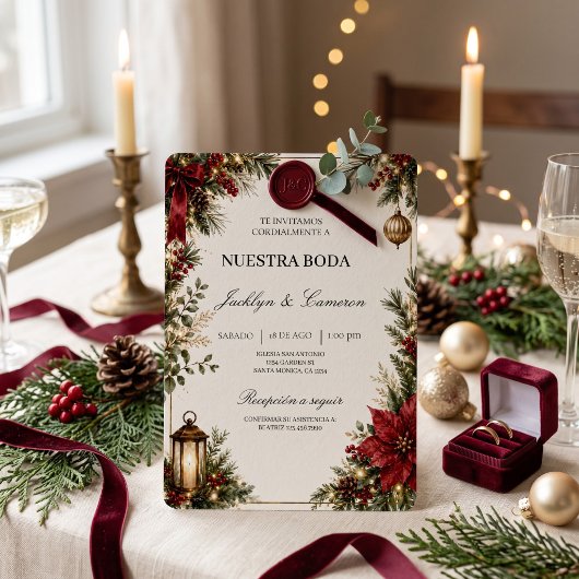 Invitation de mariage de Noël de luxe