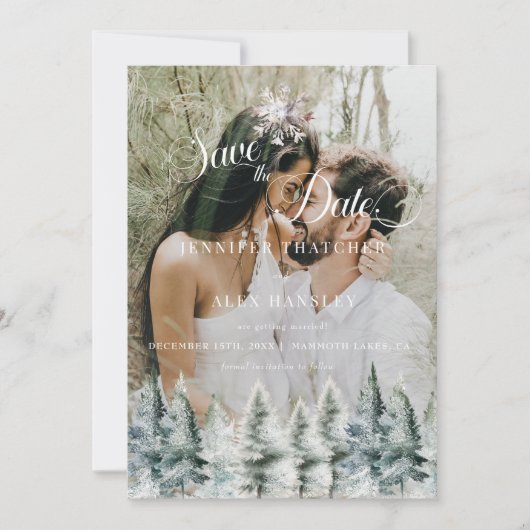 Invitation de mariage de Noël enneigé en hiver à d (Devant)